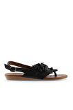 Bueno Shoes Siyah Khv-bej Deri Kadın Sandalet 01wu7440