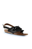 Bueno Shoes Siyah Khv-bej Deri Kadın Sandalet 01wu7440