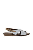 Bueno Shoes Beyaz Bej Deri Kadın Düz Sandalet 01wu8213