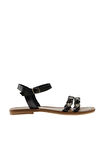Bueno Shoes Siyah Gri Parlak Deri Kadın Sandalet 01wu3415