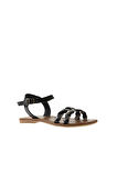 Bueno Shoes Siyah Gri Parlak Deri Kadın Sandalet 01wu3415