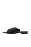 Bueno Shoes Siyah Deri Kadın Parmak Arası Terlik 01wq0501