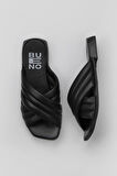 Bueno Shoes Siyah Deri Kadın Düz Terlik 01wu1803