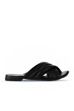 Bueno Shoes Siyah Deri Kadın Düz Terlik 01wu1803