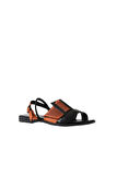 Bueno Shoes Siyah Turuncu Deri Kadın Sandalet 01wu3010
