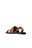 Bueno Shoes Siyah Turuncu Deri Kadın Sandalet 01wu3010