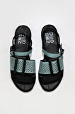 Bueno Shoes Siyah Mavi Deri Kadın Sandalet 01wu3010