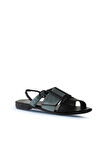 Bueno Shoes Siyah Mavi Deri Kadın Sandalet 01wu3010