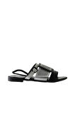 Bueno Shoes Siyah Beyaz Deri Kadın Sandalet 01wu3010