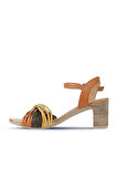 Bueno Shoes Sarı Multi Deri Kadın Topuklu Sandalet 01wn1520