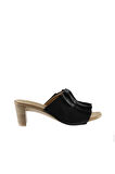 Bueno Shoes Siyah Deri Kadın Topuklu Terlik 01wn4001