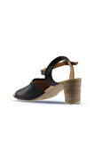 Bueno Shoes Siyah Deri Kadın Topuklu Sandalet 01wn4005