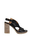 Bueno Shoes Siyah Deri Kadın Topuklu Sandalet 01wn6403