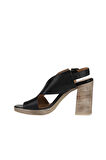Bueno Shoes Siyah Deri Kadın Topuklu Sandalet 01wn6403