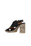 Bueno Shoes Siyah Deri Kadın Topuklu Sandalet 01wn6403