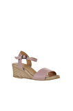 Bueno Shoes Gül Kurusu Deri Kadın Dolgu Topuklu Sandalet 01ws10304