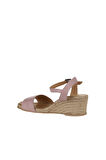 Bueno Shoes Gül Kurusu Deri Kadın Dolgu Topuklu Sandalet 01ws10304