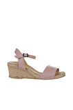 Bueno Shoes Gül Kurusu Deri Kadın Dolgu Topuklu Sandalet 01ws10304
