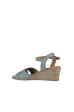 Bueno Shoes Turkuaz Deri Kadın Dolgu Topuklu Sandalet 01ws11100