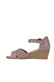 Bueno Shoes Gül Kurusu Deri Kadın Dolgu Topuklu Sandalet 01ws11102