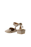 Bueno Shoes Vizon Deri Kadın Topuklu Sandalet 01ws7504