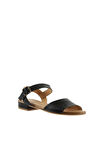 Bueno Shoes Siyah Deri Kadın Düz Sandalet 01wu3101