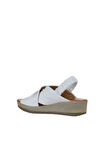 Bueno Shoes Beyaz Deri Kadın Dolgu Topuklu Sandalet 01wu5700