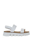 Bueno Shoes Beyaz Deri Kadın Dolgu Topuklu Sandalet 01ws8001
