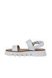 Bueno Shoes Beyaz Deri Kadın Dolgu Topuklu Sandalet 01ws8001