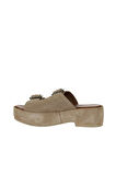 Bueno Shoes Taba Açık Süet Kadın Dolgu Topuklu Terlik 01wu6013