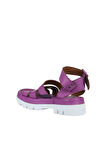 Bueno Shoes Lila Deri Kadın Dolgu Topuklu Sandalet 01wu7305