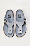 Bueno Shoes Mavi Nubuk Kadın Parmak Arası Terlik 01ws11002