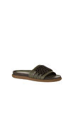 Bueno Shoes Haki Deri Kadın Düz Terlik 01wu4708