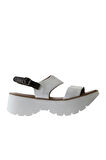 Bueno Shoes Beyaz Deri Kadın Dolgu Topuklu Sandalet 01wu11400