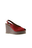 Bueno Shoes Kırmızı Deri Kadın Dolgu Topuklu Sandalet 01wq5802
