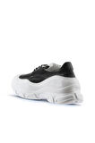 Bueno Shoes Siyah Deri Kadın Dolgu Topuklu Spor Ayakkabı 01wu10900