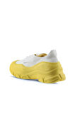 Bueno Shoes Beyaz Sarı Deri Kadın Dolgu Topuklu Spor Ayakkabı 01wu10900