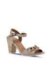Bueno Shoes Gri Deri Kadın Topuklu Sandalet 01wu11200