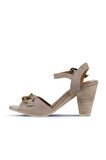 Bueno Shoes Gri Deri Kadın Topuklu Sandalet 01wu11200