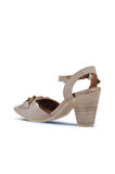 Bueno Shoes Gri Deri Kadın Topuklu Sandalet 01wu11200