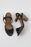 Bueno Shoes Siyah Khv-bej Deri Kadın Topuklu Sandalet 01wu11200