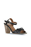 Bueno Shoes Siyah Khv-bej Deri Kadın Topuklu Sandalet 01wu11200
