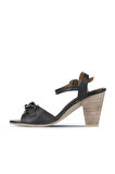 Bueno Shoes Siyah Khv-bej Deri Kadın Topuklu Sandalet 01wu11200