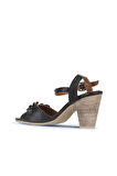 Bueno Shoes Siyah Khv-bej Deri Kadın Topuklu Sandalet 01wu11200