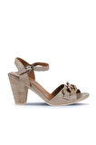 Bueno Shoes Gri Deri Kadın Topuklu Sandalet 01wu11200