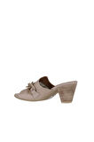 Bueno Shoes Gri Deri Kadın Topuklu Terlik 01wu11300