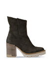 Bueno Shoes Haki Süet Kadın Topuklu Bot 01wv0500