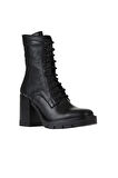 Bueno Shoes Siyah Deri Kadın Topuklu Bot 01wv0506