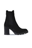 Bueno Shoes Siyah Süet Kadın Topuklu Bot 01wv0508