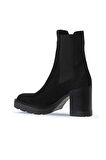 Bueno Shoes Siyah Süet Kadın Topuklu Bot 01wv0508